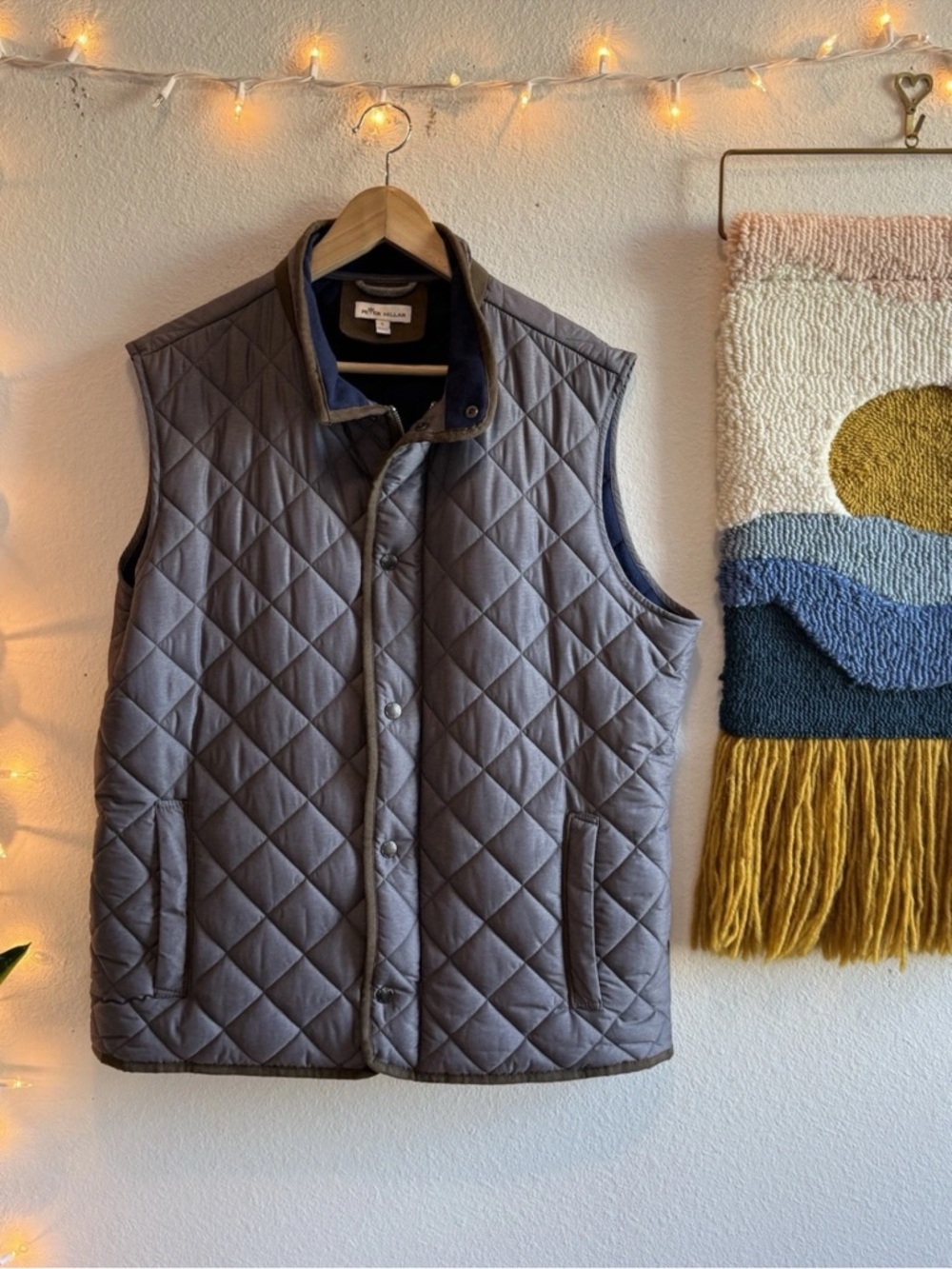 Peter Millar Vest Men’s Size Large Essex Smoke Gray Quilted Golf Preppy Casual